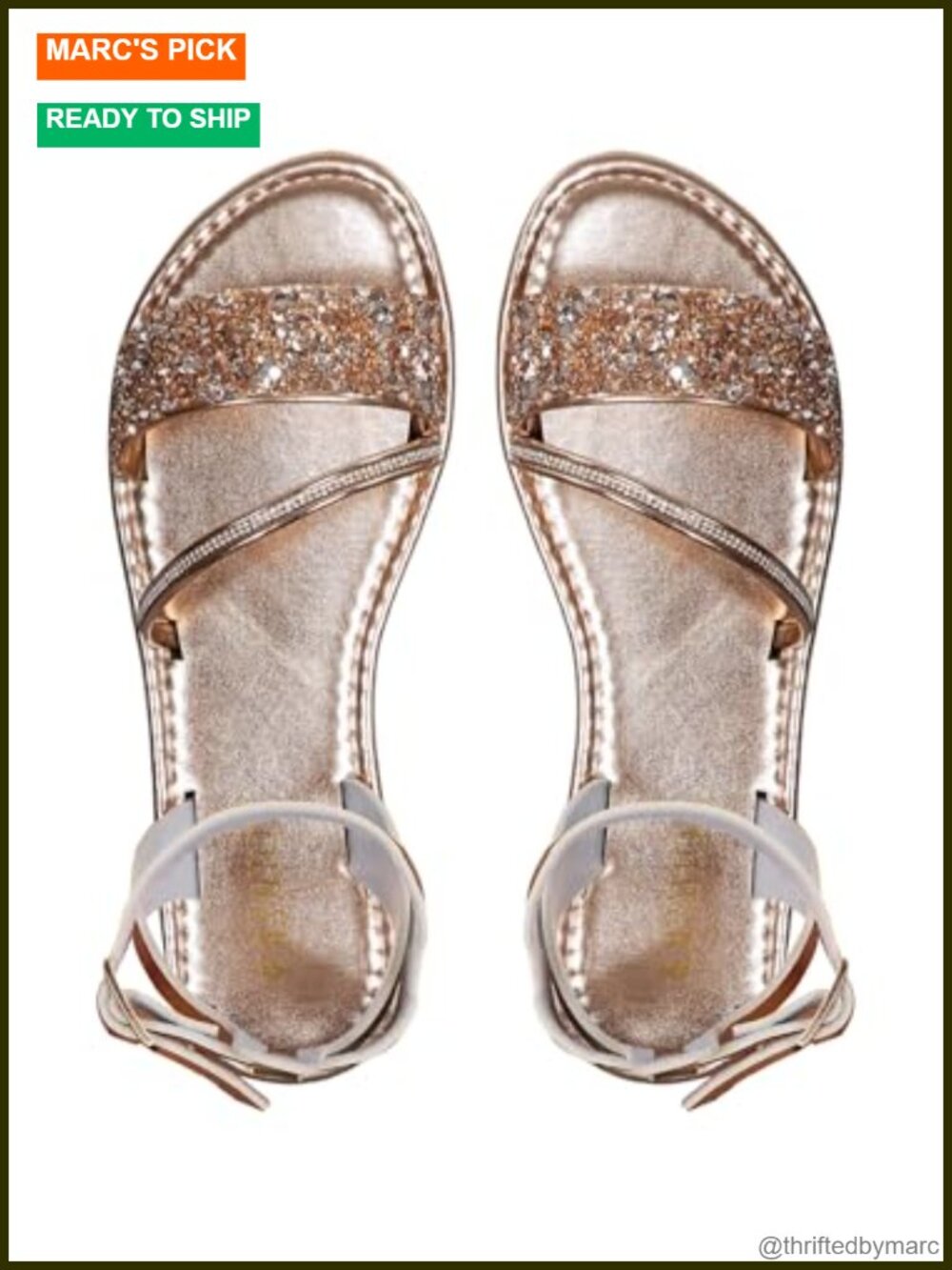 Sparkly Rhinestone Flat Sandals - Party Club Wear Open Toe Wedding Shoes